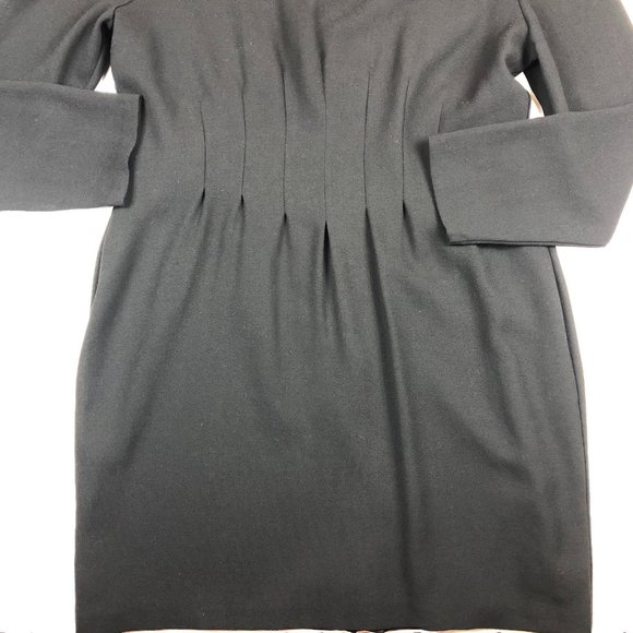 Laura Ashley Vintage Black Wool Sheath Dress Old Money Quiet Luxury Minimalist - Picture 5 of 16
